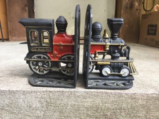 Vintage Train / Locomotive Cast Iron Bookends