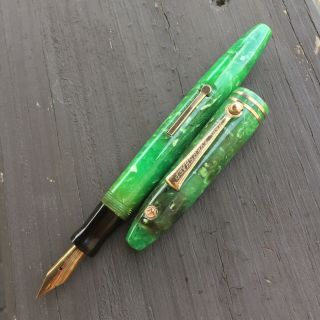 Wahl Eversharp Fountain Pen,  Jade Green,  Fine Flex Nib,  Gold Seal,  Restored