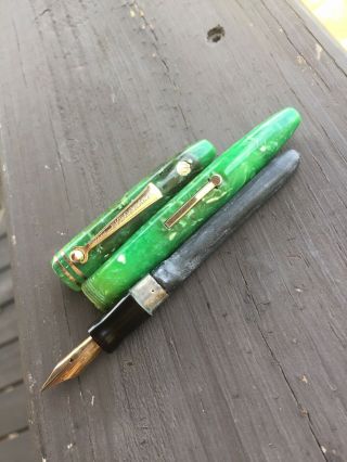 Wahl Eversharp Fountain Pen,  Jade Green,  Fine Flex Nib,  Gold Seal,  Restored 3
