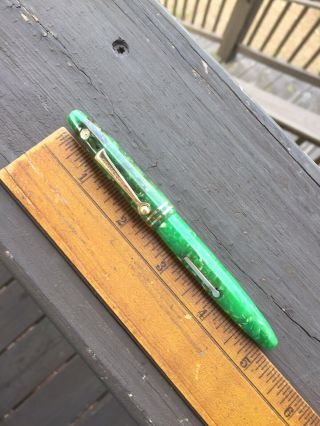 Wahl Eversharp Fountain Pen,  Jade Green,  Fine Flex Nib,  Gold Seal,  Restored 4