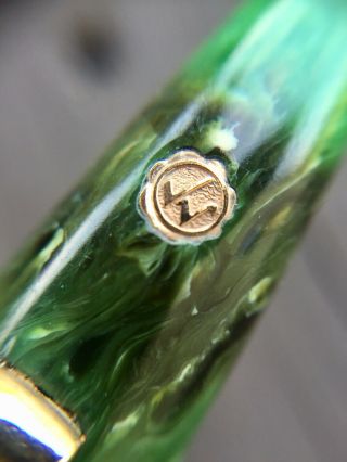 Wahl Eversharp Fountain Pen,  Jade Green,  Fine Flex Nib,  Gold Seal,  Restored 5