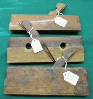 3 ANTIQUE WOODEN PLANES FROM THE MIDDLE 1800s BEWLEY,  I.  W.  ???,  & DAVID BENSEN 2