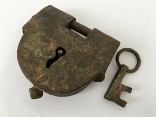 Lock Vintage Old Iron Pad Lock Strip System Rich Patina Collectible