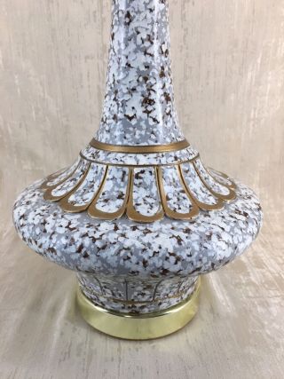 33 " Vintage Mid Century Pottery Skirt Bell Shaped Table Lamp Retro Gold