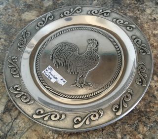Authentic Wilton Armetale Pewter Chanticleer Rooster Platter / Plate / Tray 14”
