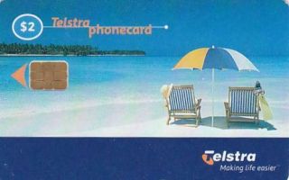 Telstra $2 Complimentry Phonecard Umbrella On Beach 002003p Perfect Scarce Y44