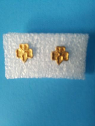 Vintage Girl Scout Post Earrings Goldtone Jewelry Gsa Brownie