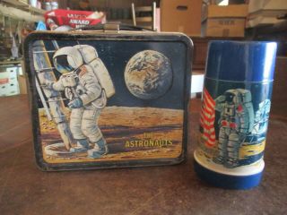 Vintage 1969 Apollo `11 The Astronauts Metal Lunchbox And Thermos,  Aladdin