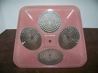 Vintage Art Deco Pink Glass Square Ceiling Light Lamp Lampshade Fixture Beauty