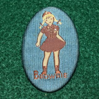 Girl Scout Ww Ii 1943 - 45 Blue Silk - Rayon - Girl Scout Brownie Lapel Pin - Rare