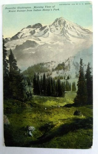 Divided Back Postcard Mt Rainier From Indian Henry 