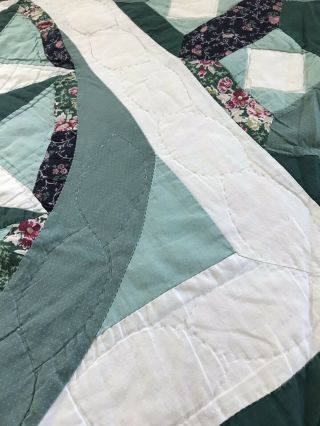 Greens VINTAGE HAND CRAFTED HAND QUILTED MARINERS COMPASS QUILT 82” Square 8