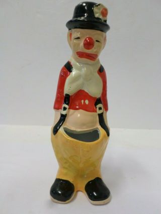Vintage Ceramic Circus Clown Hobo Cactus Planter Pencil Holder Figurine 6 "