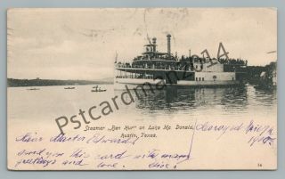Steamer Ben Hur Austin Texas—lake Mcdonald—antique Steamboat Pmc Private 1902