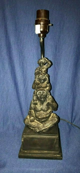 Vintage Brass 3 tier Monkey Lamp 3
