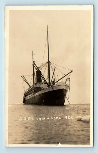 Nome,  Ak - 1922 View Of Ss Victoria Steamship - Previously Ss Parthia - Rppc