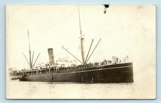 Alaska Steamship Co Ss Victoria W/ Crowd Lined On Deck - Pre 1920 Photo Rppc
