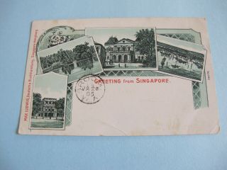 1905 Singapore Straits Settlements Stamp Postcard To Broome West Australia Ship