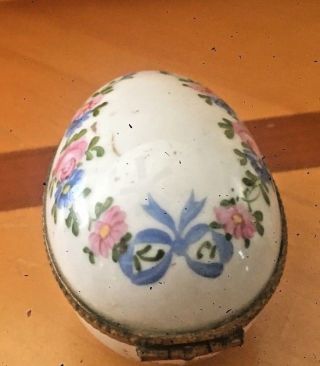 Limoges Porcelain Oval Rose Trinket Box Hinged