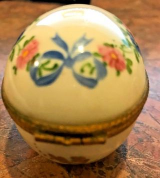 Limoges Porcelain Oval Rose Trinket Box Hinged 3