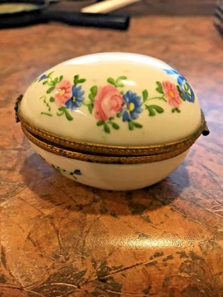 Limoges Porcelain Oval Rose Trinket Box Hinged 5