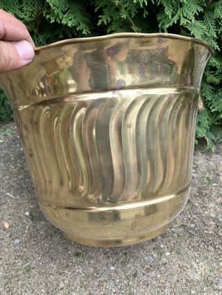 Large Vintage Brass Copper Flower Floor Planter Pot Tub 3