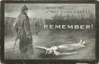 Vintage French Postcard Martyr Edith Cavell Killed By Germans Dead On The Ground