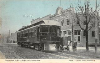 Vintage Postcard Limited Interurban T.  H.  I.  &e.  Lebanon Indiana Trolley Traction