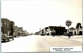 Winnebago,  Minnesota Rppc Real Photo Postcard Main Street Downtown View C1940s