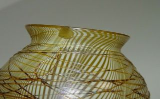 Antique Durand Quezal Threaded Pulled Feather Art Glass Student Lamp Shade 7