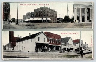 Viroqua Wisconsin Main & Court Street Jefferson Street Bank Big Store 1919