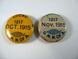 United Mine Workers Of America Umwa Antique 1915 Pinback Buttons