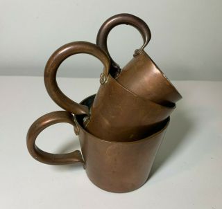 Vtg Copper Gill Cup Measure Set X 3 British? Marked Heavy Duty Old 1 1/2 Grog