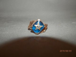 Eastern Star 10k Ring W/unique Blue Stone In Size 7