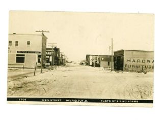 Rppc Rare Main Street & Belfield State Bank Belfield,  North Dakota C 1907