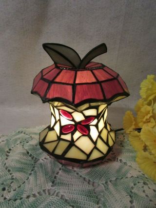 Tiffany Style Eaten Apple Stained Glass Table Desk Lamp