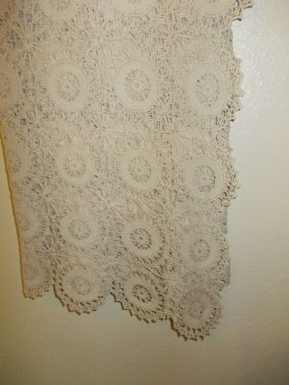 Vintage Hand Crocheted Ivory/Ecru Tablecloth 70 x 130 Rectangle ECU 4