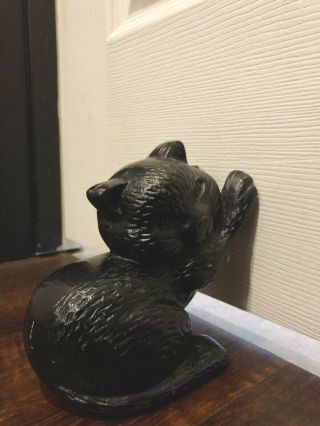 Vintage Cast Iron Black Cat Door Stop Statue Doorstop - Adorable