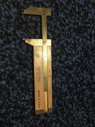 Vintage STANLEY No 136 Boxwood Brass Caliper Rule 2