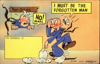 Wwii Us Navy Comic Sailor At Post Office No Mail Must Be The Forgotten Man