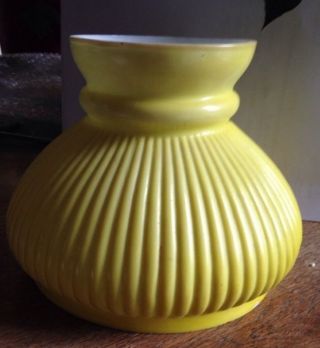 Vintage Glass Ribbed Yellow Lamp Shade Globe Diffuser Hurricane