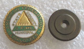 Vintage American Federation Employees Union Lapel Pin - State County Municipal