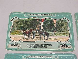 7 OLD POSTCARDS - SHERIDAN ' S RIDE 1,  2,  3,  4,  6,  7,  8 4