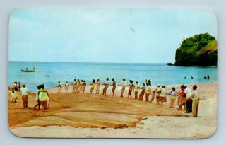 Hawaii Hi Hukilau Fishing In Hawaii Vintage Postcard
