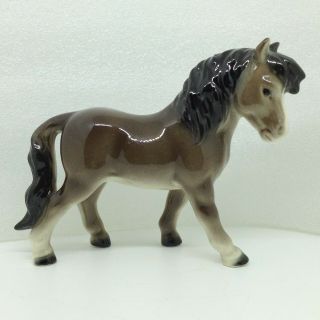 Vintage Goebel Shetland Pony Horse Figurine Gray Black Mane Ceramic Germany