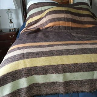 Vintage Orr Health Striped Blanket 100 Virgin Wool 69 " X 85 " Rustic Camp Cabin