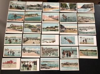 29 Vintage Detroit Publishing Postcards Beach Scenes Ca Ma Ri Nj Bath House Boat