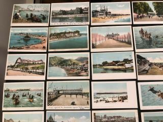 29 VINTAGE DETROIT PUBLISHING POSTCARDS BEACH SCENES CA MA RI NJ BATH HOUSE BOAT 2