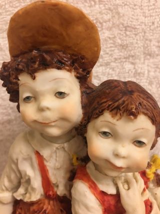 Capodimonte Boy & Girl Together On A Bench - Wood Base Vintage Unmarked 4