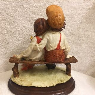 Capodimonte Boy & Girl Together On A Bench - Wood Base Vintage Unmarked 5